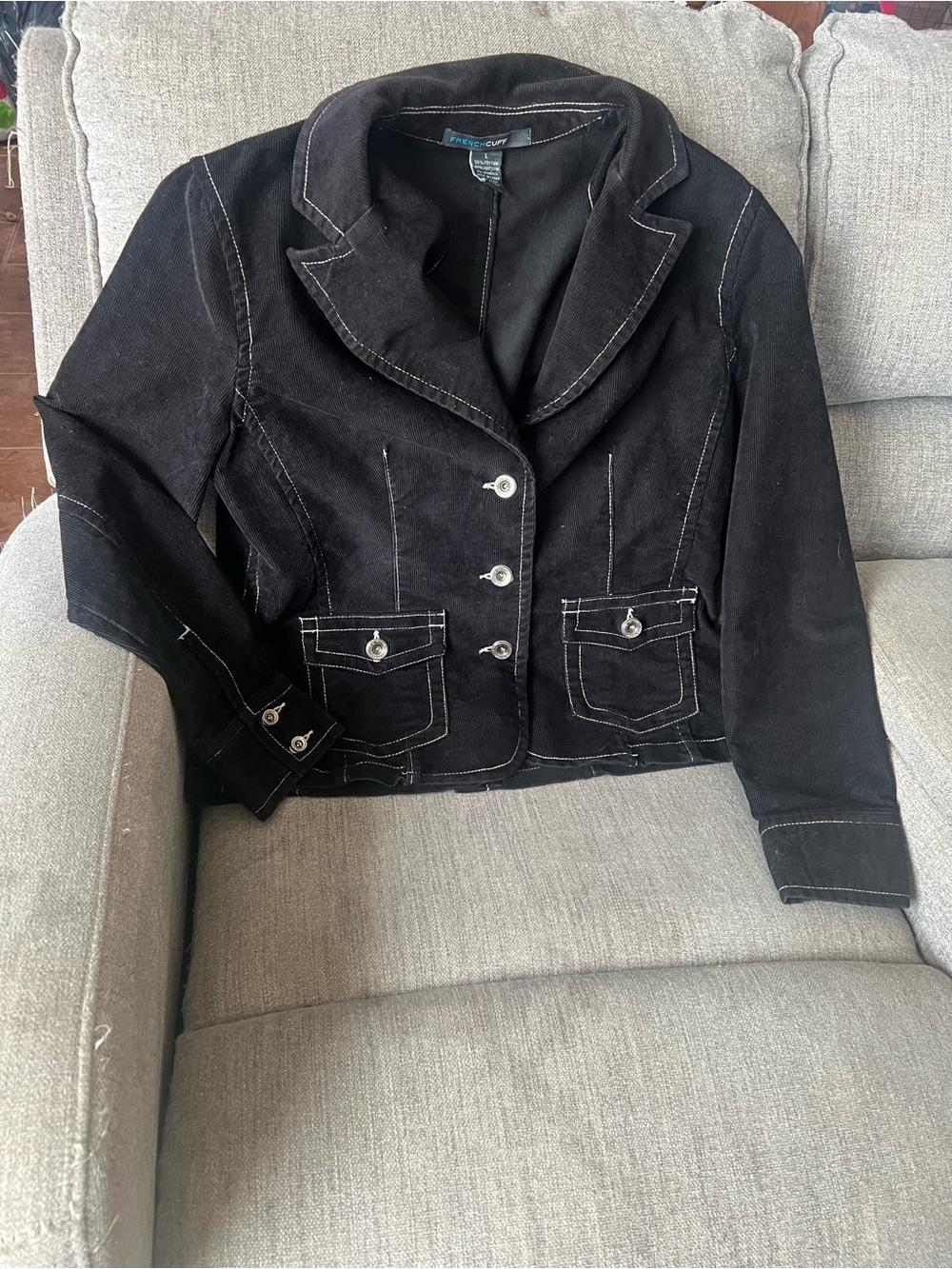 Black and white stitching soft jacket